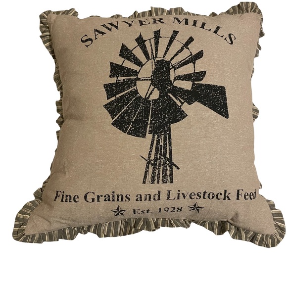 None Other - Sawyer Mill Charcoal Farmhouse Windmill Pillow